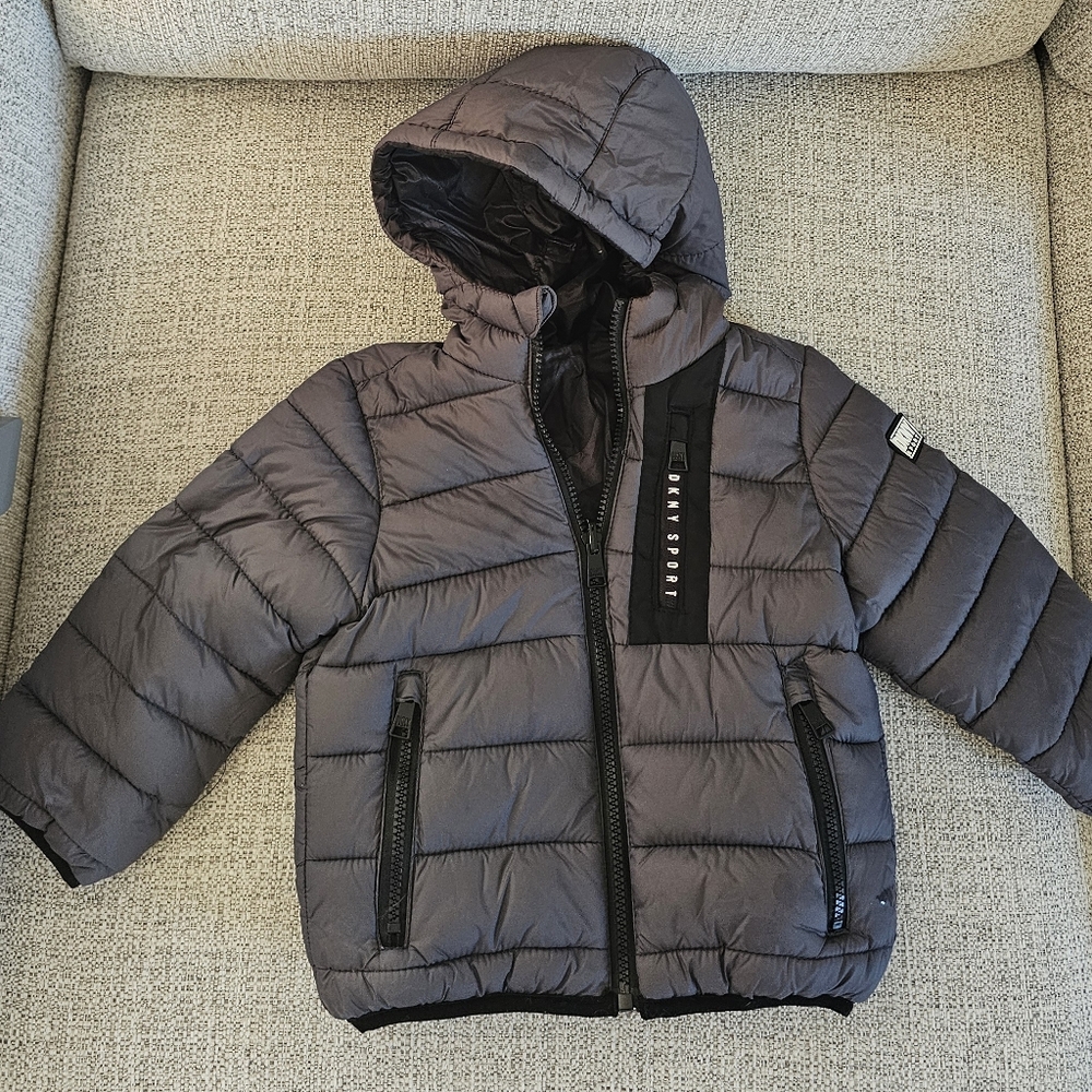 Kids Gray Puffer Jacket Reversible